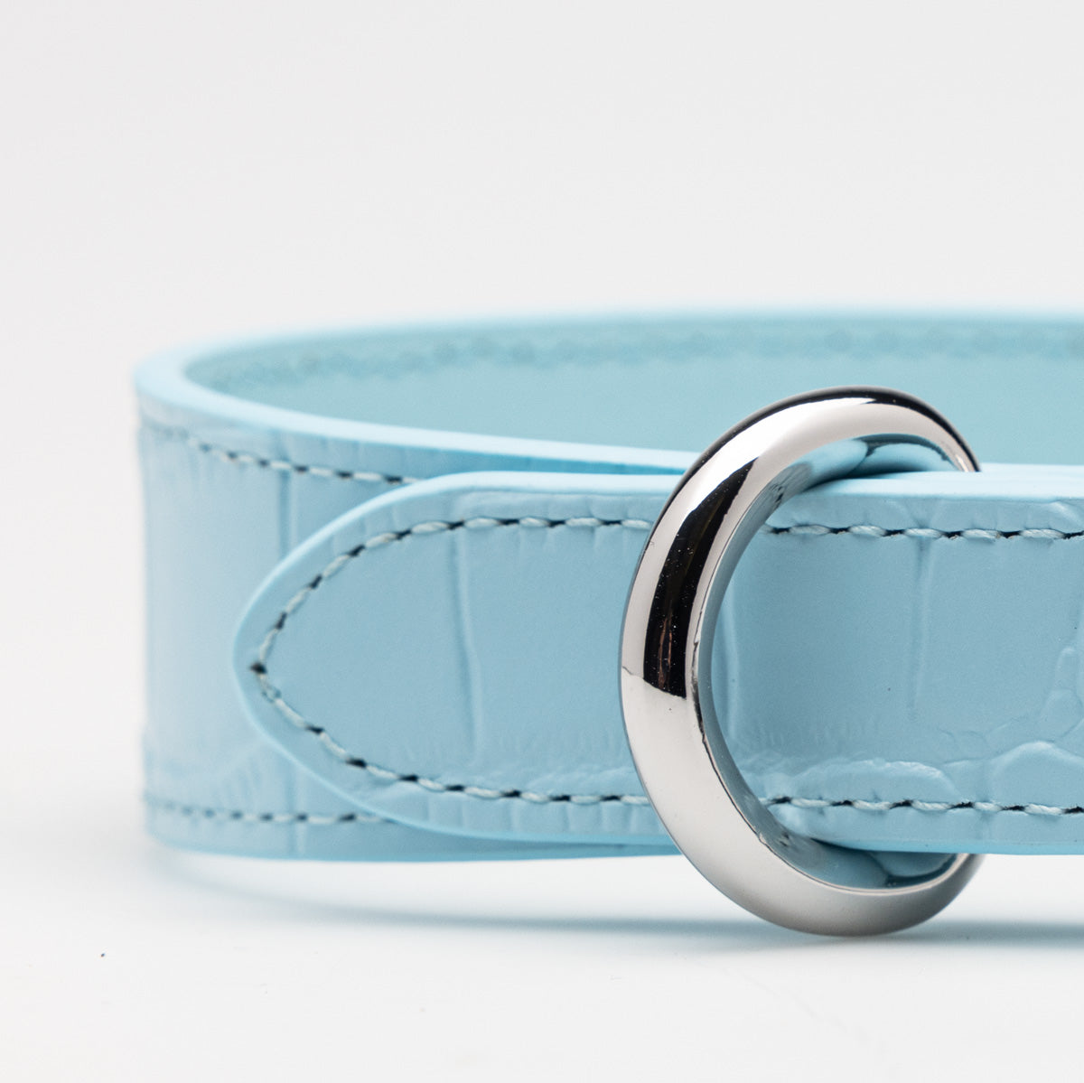 Jasnoniebieski obroża dla psa Baby Blue Croco Thin