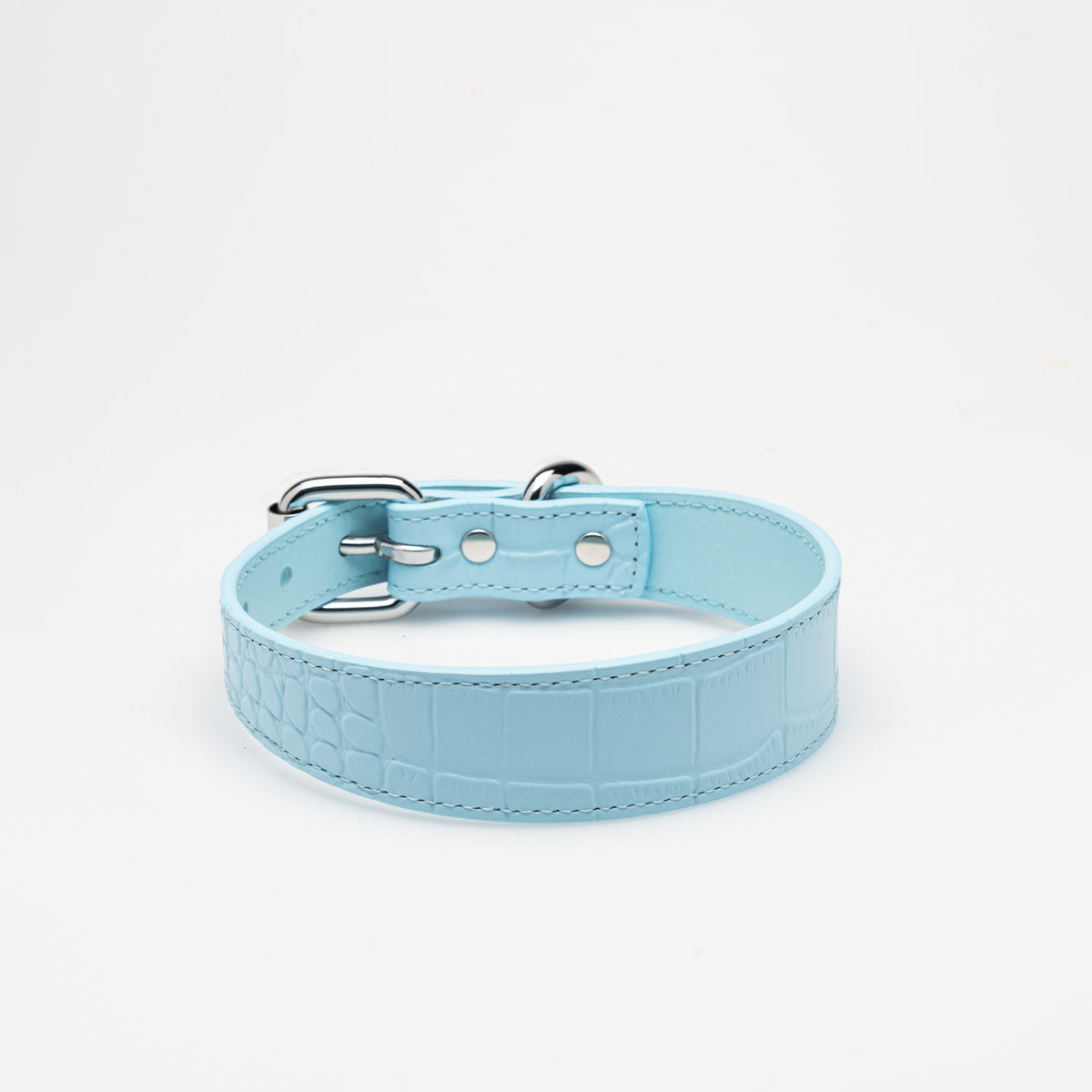 Jasnoniebieski obroża dla psa Baby Blue Croco Thin