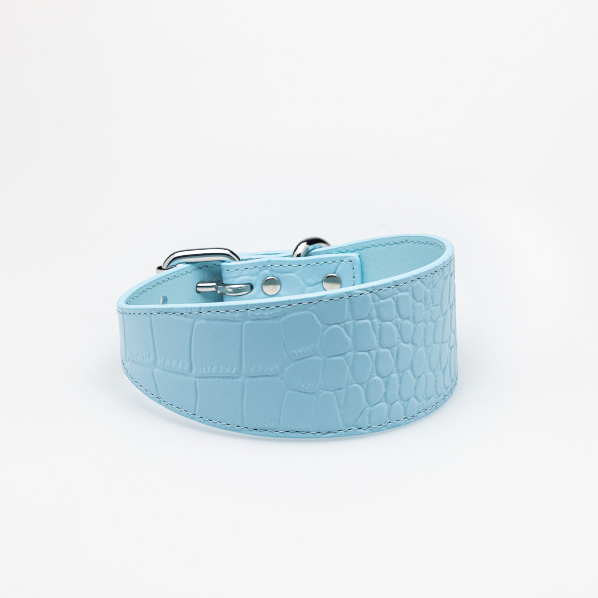 Niebieski Kołnierz Dla Psa Baby Blue Croco - Szeroki