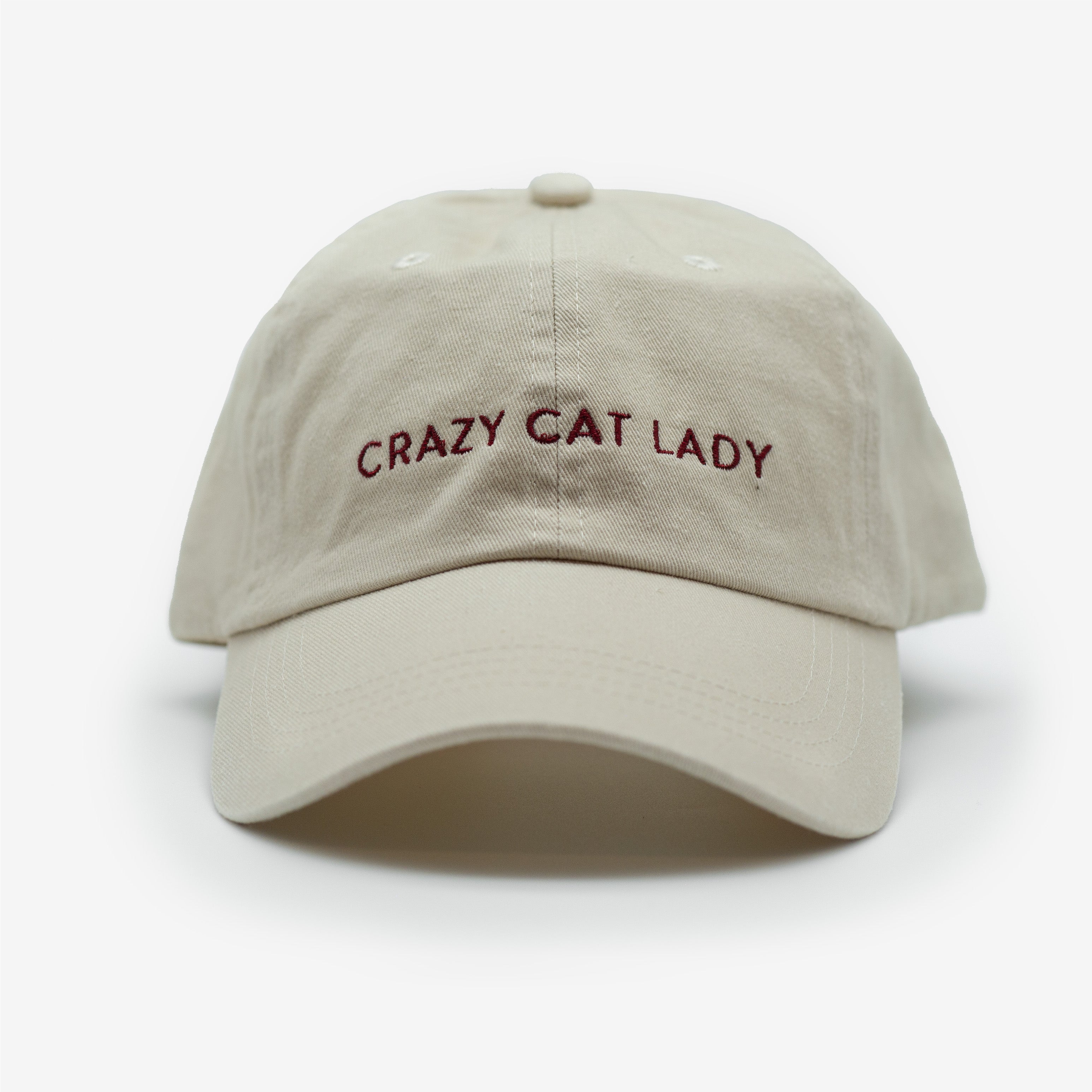 Beżowa czapka dżinsowa - Crazy Cat Lady