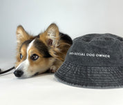 Czarny dżinsowy kapelusz kubełkowy - Anti-Social Dog Owner