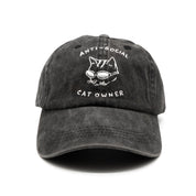 Czarna dżinsowa czapka - logo "Anti-Social Cat Owner" 