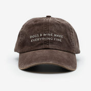 Brązowy czapka z dżinsu - Dogs & Wine Make Everything Fine