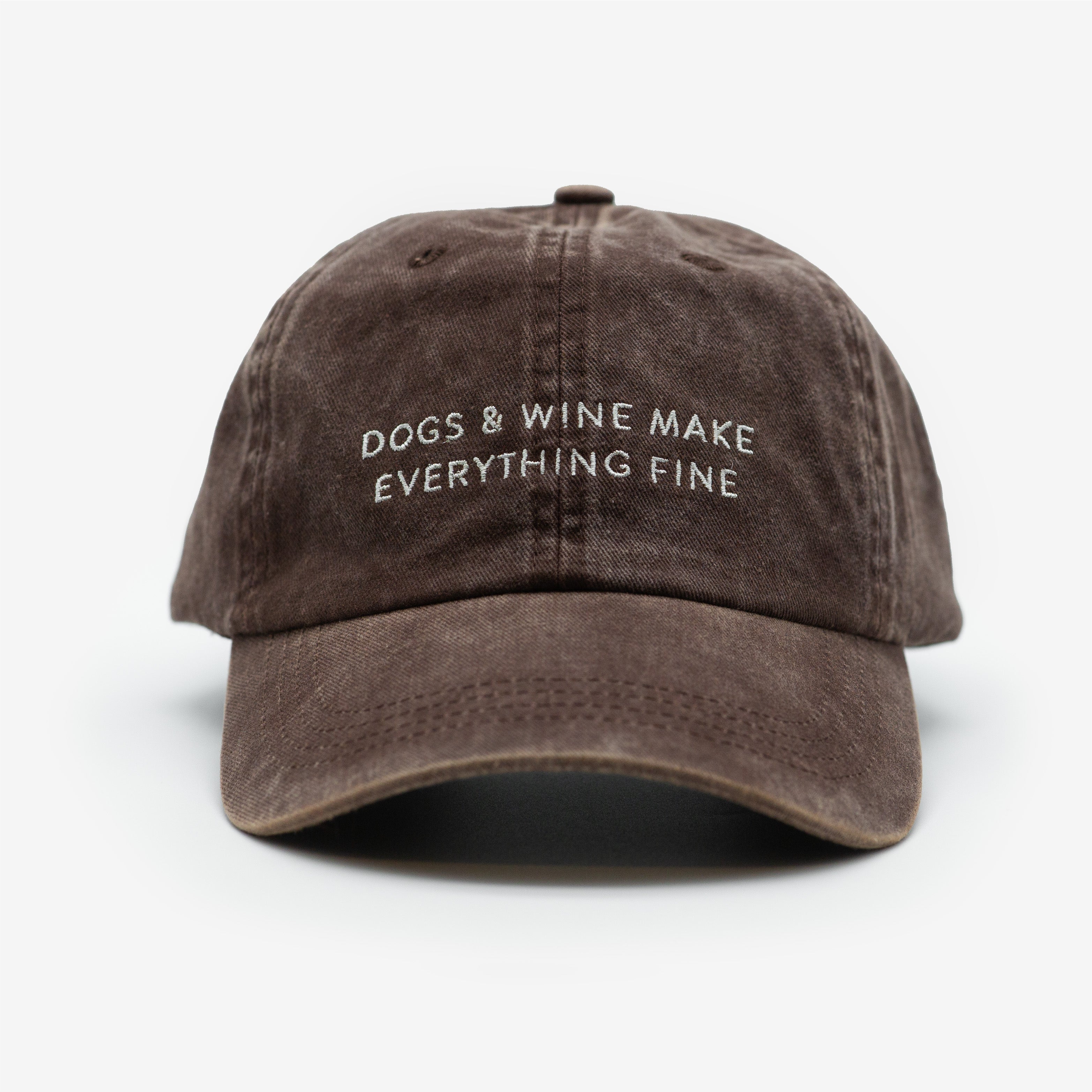 Brązowy czapka z dżinsu - Dogs & Wine Make Everything Fine