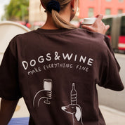 Brown T-shirt - Dogs & Wine Make Everything Fine