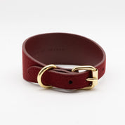 Burgundy Wool Dog Collar Wide
