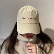 Beżowa czapka dżinsowa - Crazy Cat Lady
