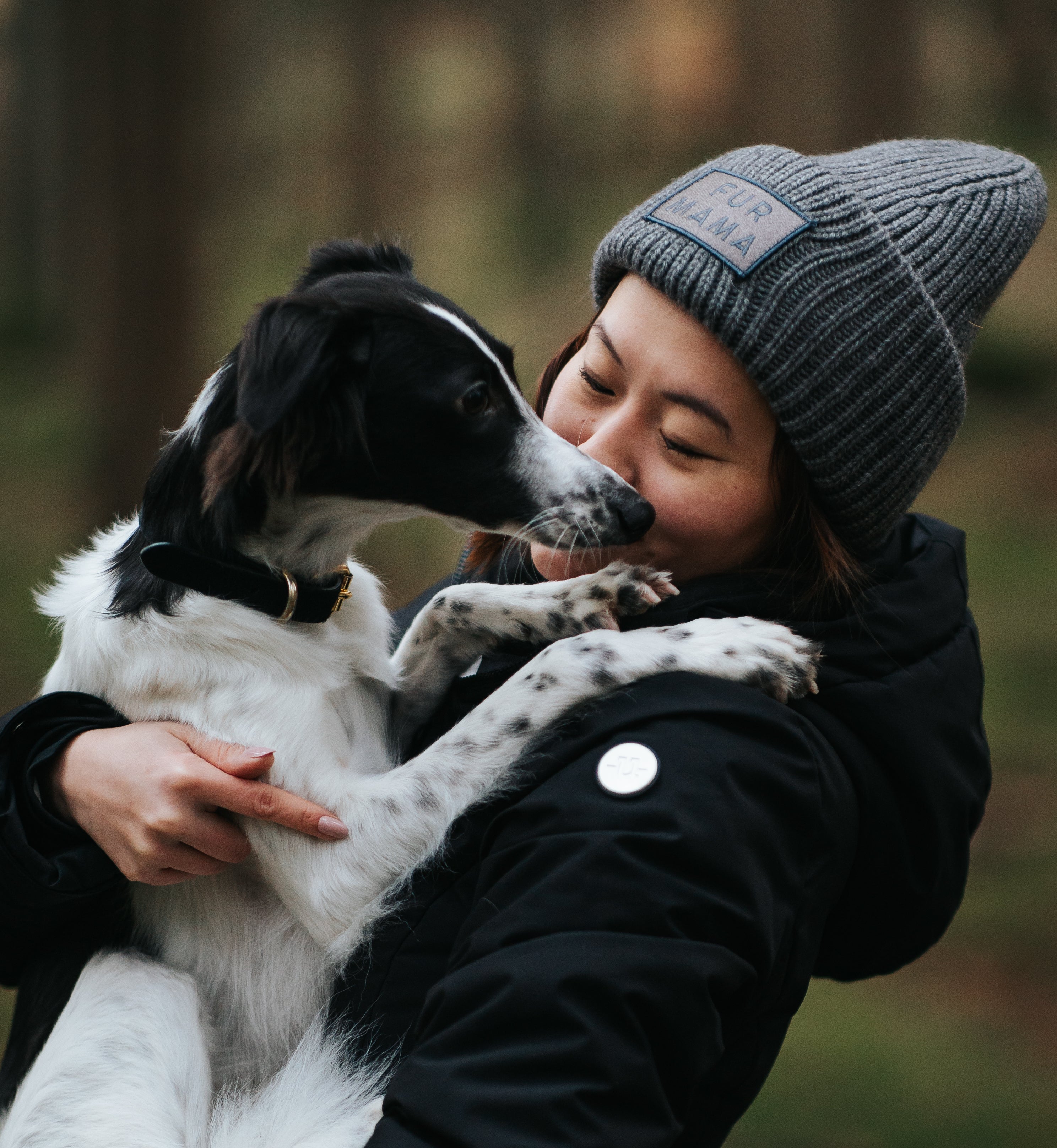 Szara wełniana czapka -  Fur Mama