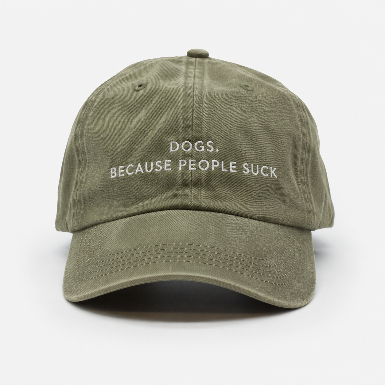 Khaki Denim Cap - Dogs. Because People Suck